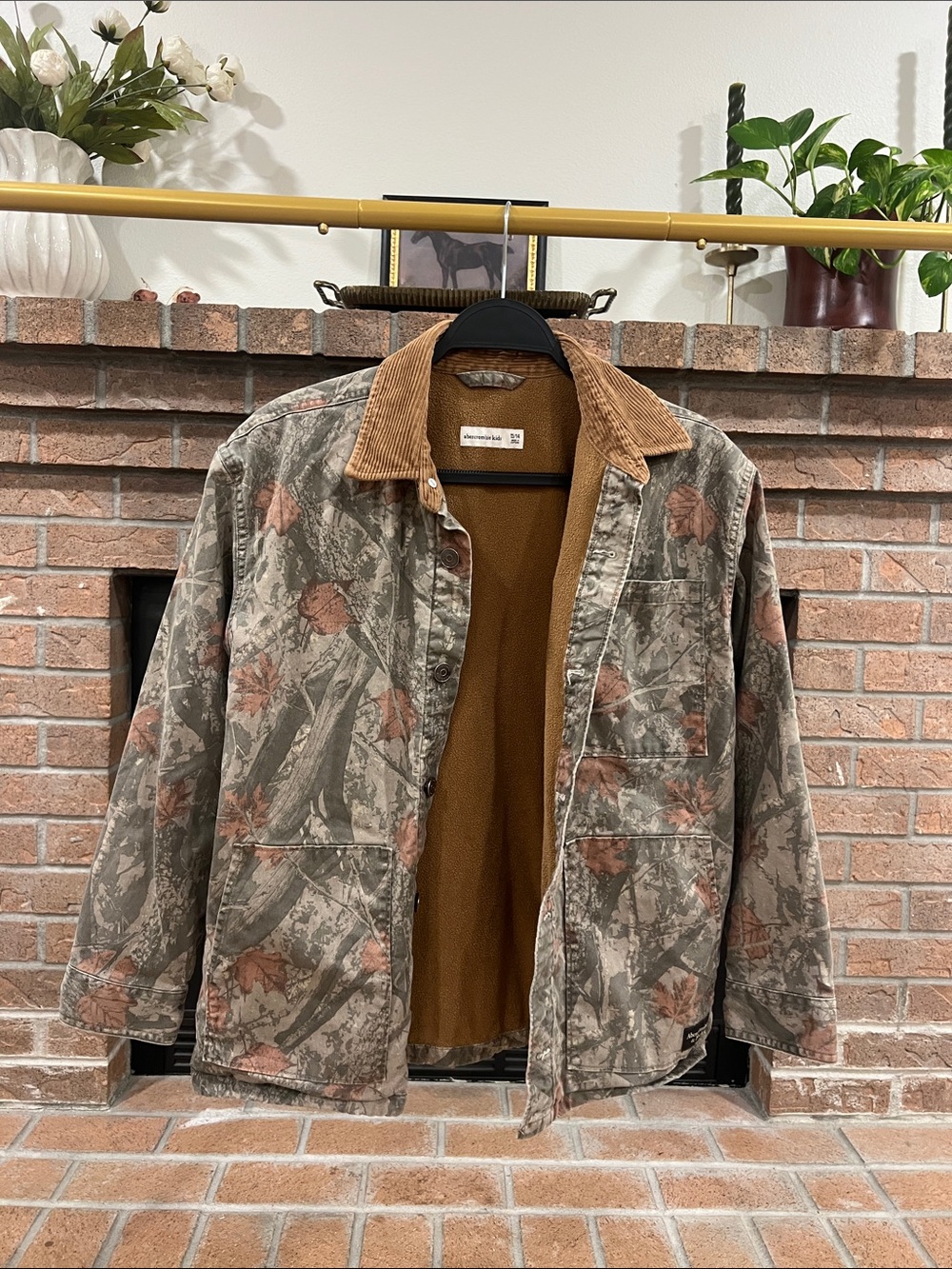 abercrombie kids Brown Camouflage Field Jacket with Corduroy Collar